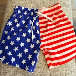 George Hats Boys American Flag/Patriotic Swim Trunks Size 6–7 (Made in USA)